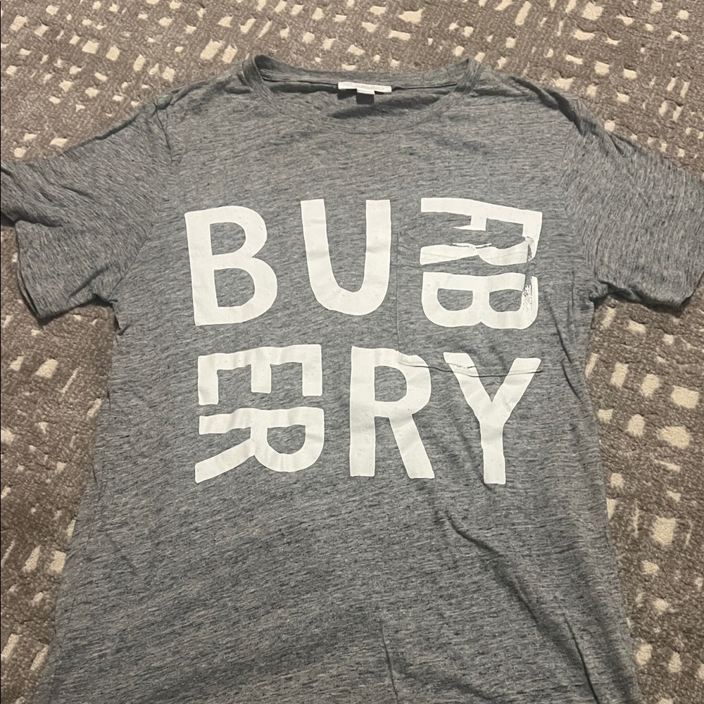 Burberry Heather Gray Tee with White Logo
